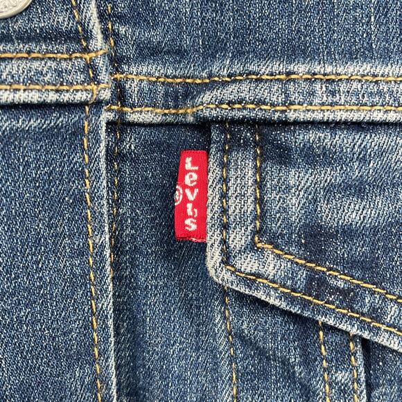 LEVIS Jacket Womens XL Trucker Red Tab Original Denim Cotton Stretch Blue - Picture 10 of 16